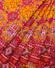 Red & Yellow Big Figure Narikunj Designer Patola Saree