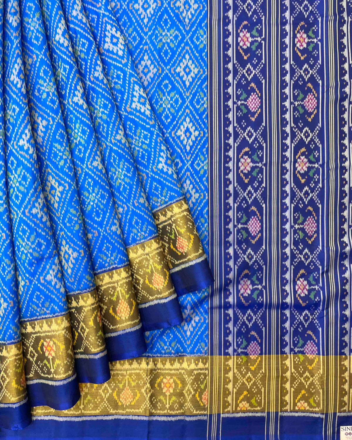 Blue Panchanda Designer Patola Saree