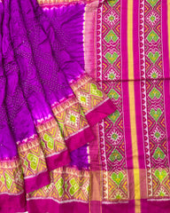 Pink & Purple Designer Patola Bandhej