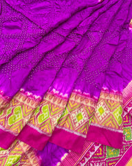 Pink & Purple Designer Patola Bandhej