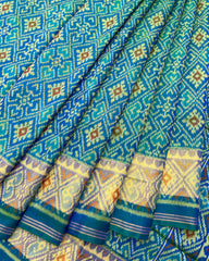 Blue Peacock Shaded Panchanda Designer Patola Saree