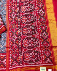 Red & Grey Manekchowk Designer Patola Saree