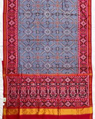 Red & Grey Manekchowk Designer Patola Saree