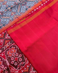 Red & Grey Manekchowk Designer Patola Saree