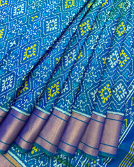 Sky Blue Panchanda Designer Patola Saree