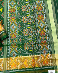 Green Narikunj Leheriya Designer Patola Saree