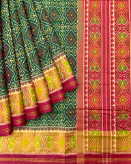 Red & Green Panchanda Designer Patola Saree