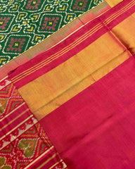 Red & Green Panchanda Designer Patola Saree