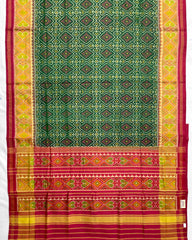 Red & Green Panchanda Designer Patola Saree