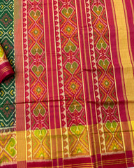 Red & Green Panchanda Designer Patola Saree
