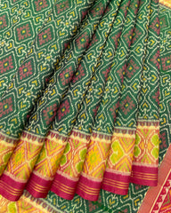 Red & Green Panchanda Designer Patola Saree