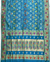 Steel Blue Colour Narikunj Design Patola Saree With Fancy Designer Zari Border And Pallu
