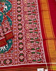 Red & Rama Green Narikunj Designer Patola