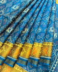 Turquoise Narikunj & Navratan Mix Designer Patola Saree