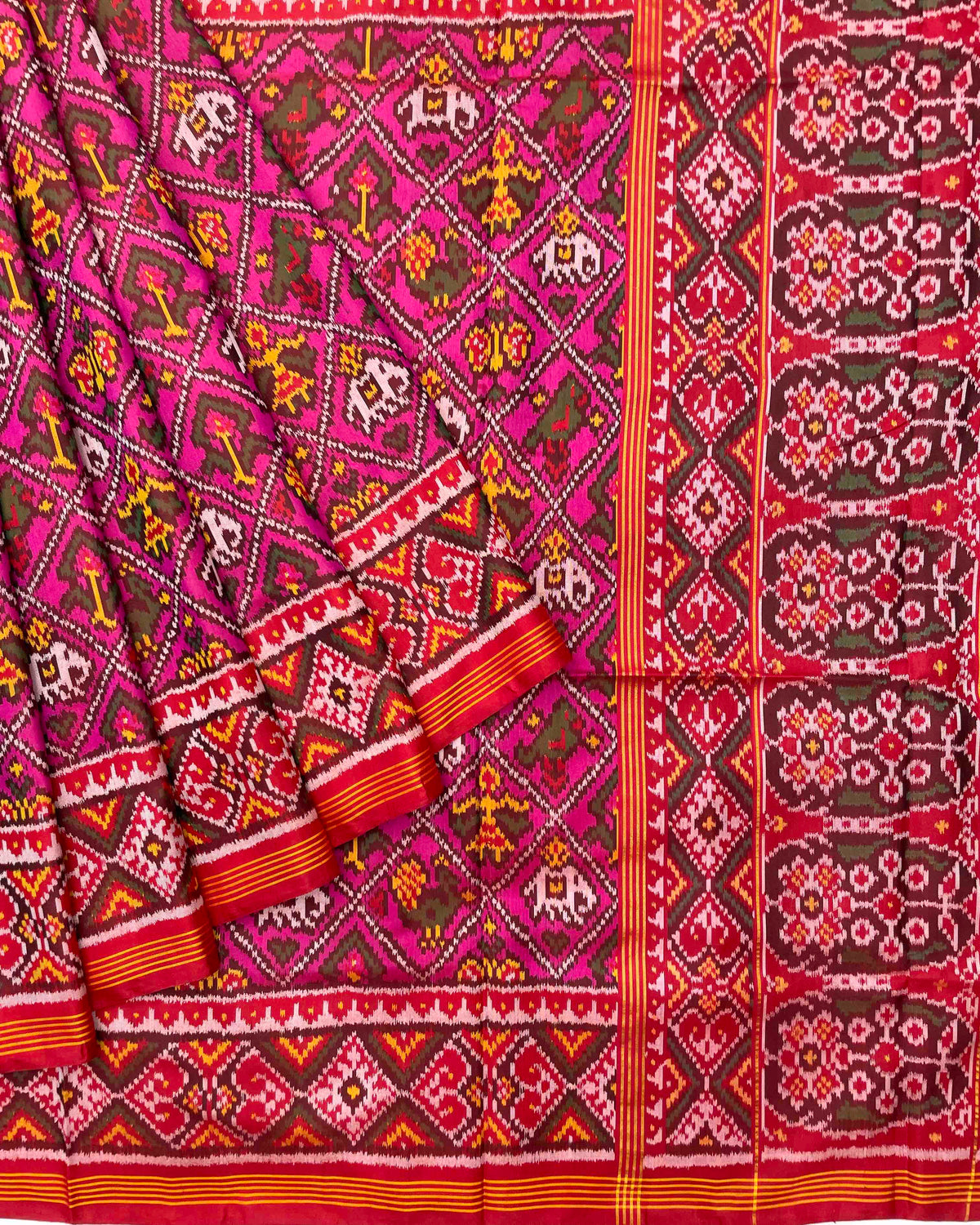 Red & Pink Narikunj Designer Patola Saree