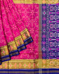 Blue & Pink Navratan Designer Patola Saree
