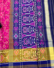 Blue & Pink Navratan Designer Patola Saree