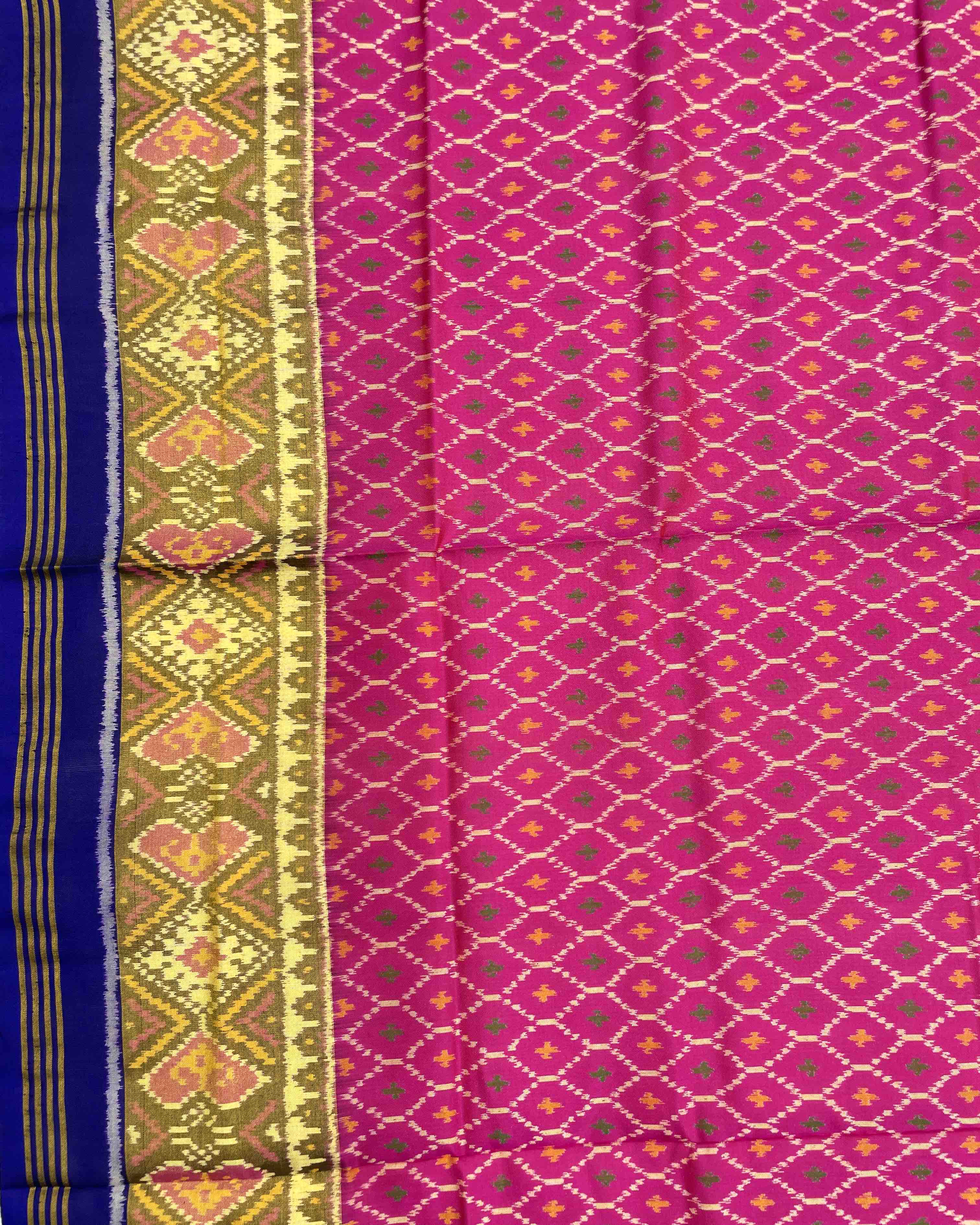 Blue & Pink Booty Designer Patola Saree