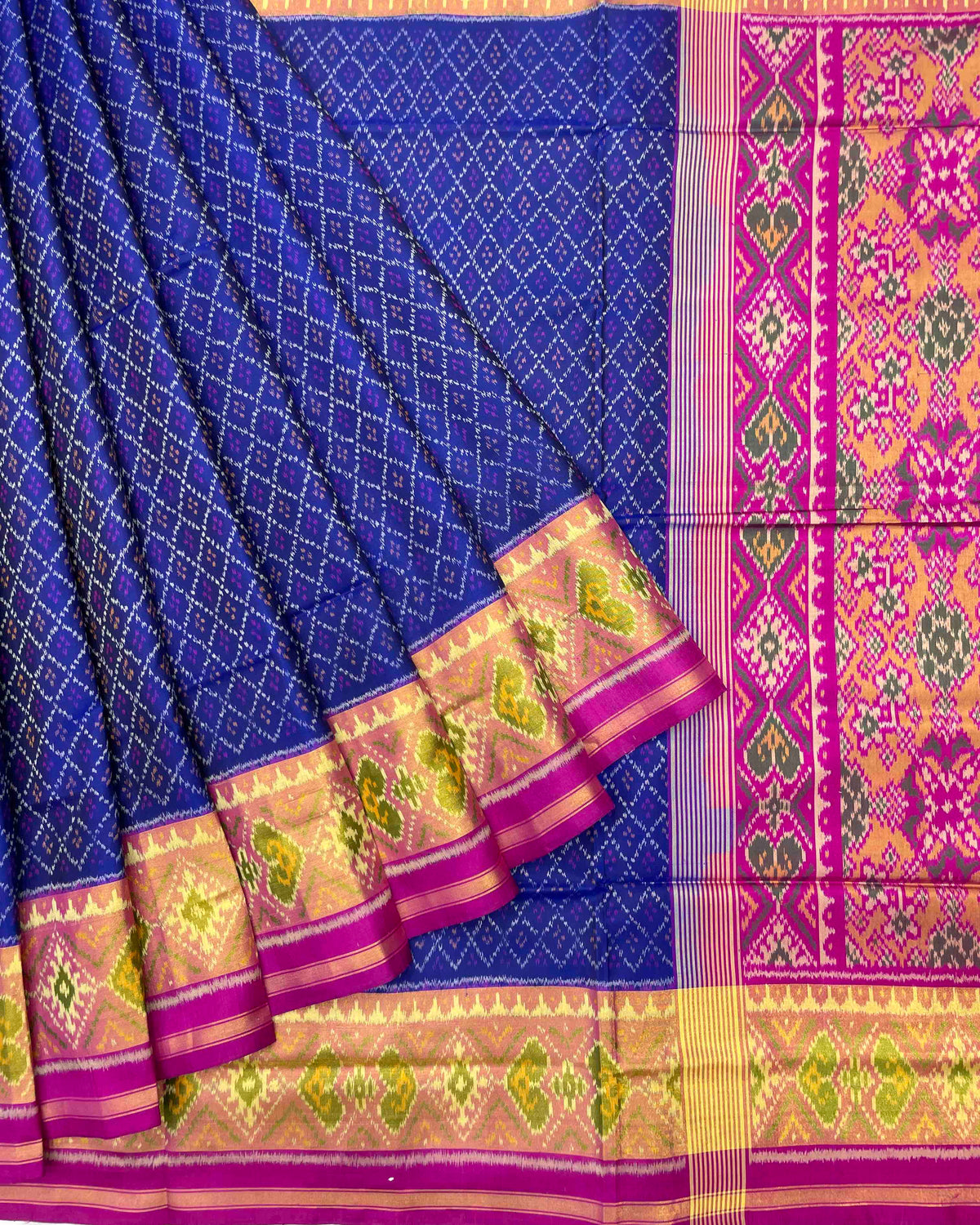 Pink & Blue Booty Designer Patola Saree