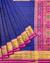 Pink & Blue Booty Designer Patola Saree
