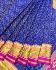 Pink & Blue Booty Designer Patola Saree