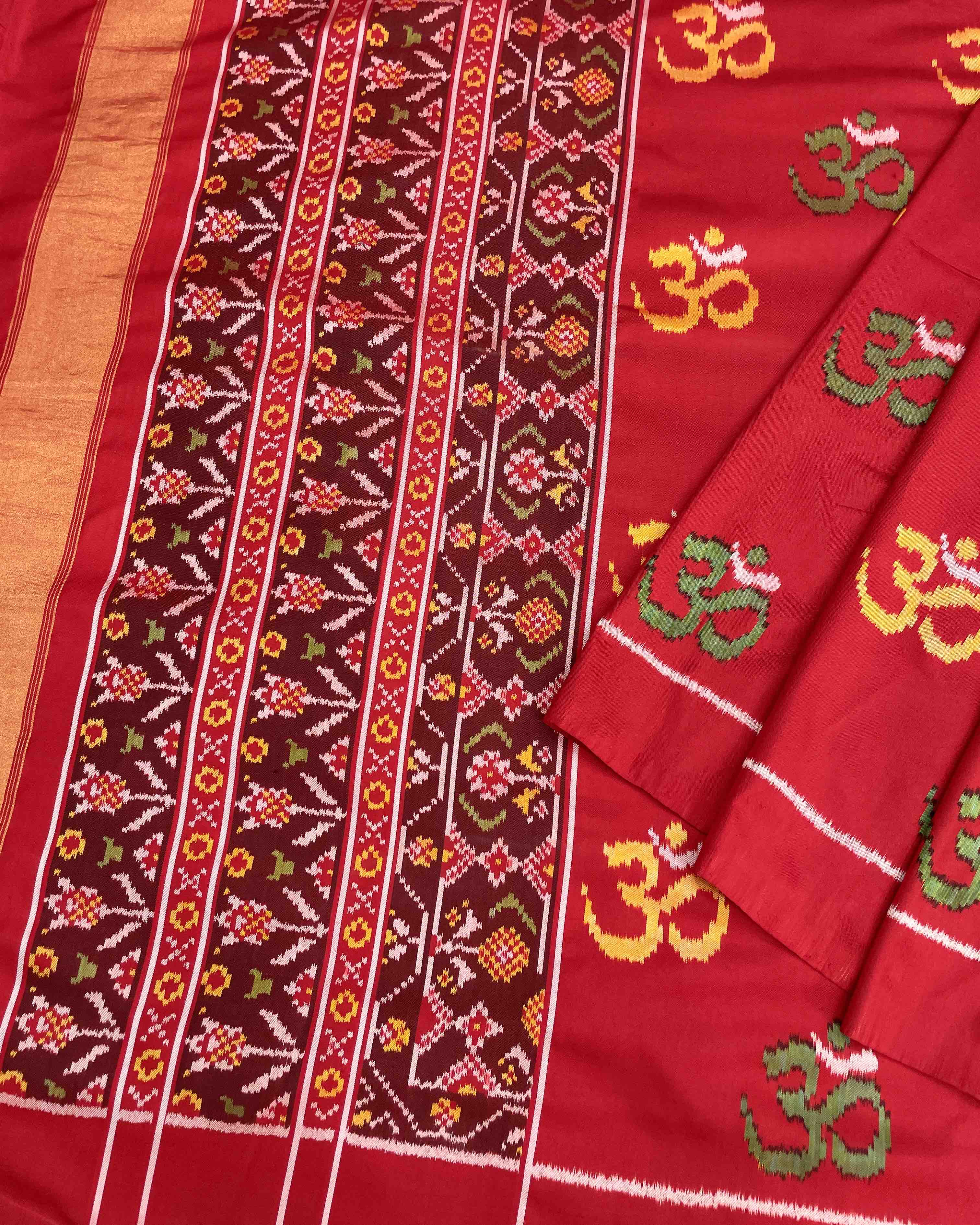 Red Om Traditional Designer Patola Saree