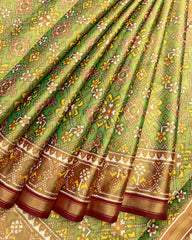 Maroon & Green Navratan Tissue Designer Patola Saree