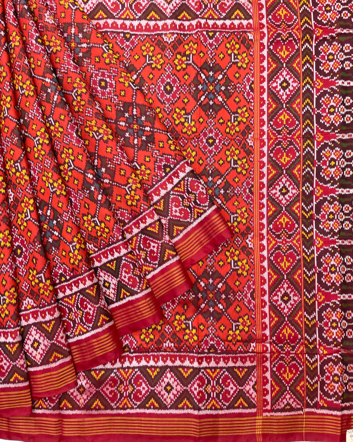Red & Orange Navratan Designer Patola Saree