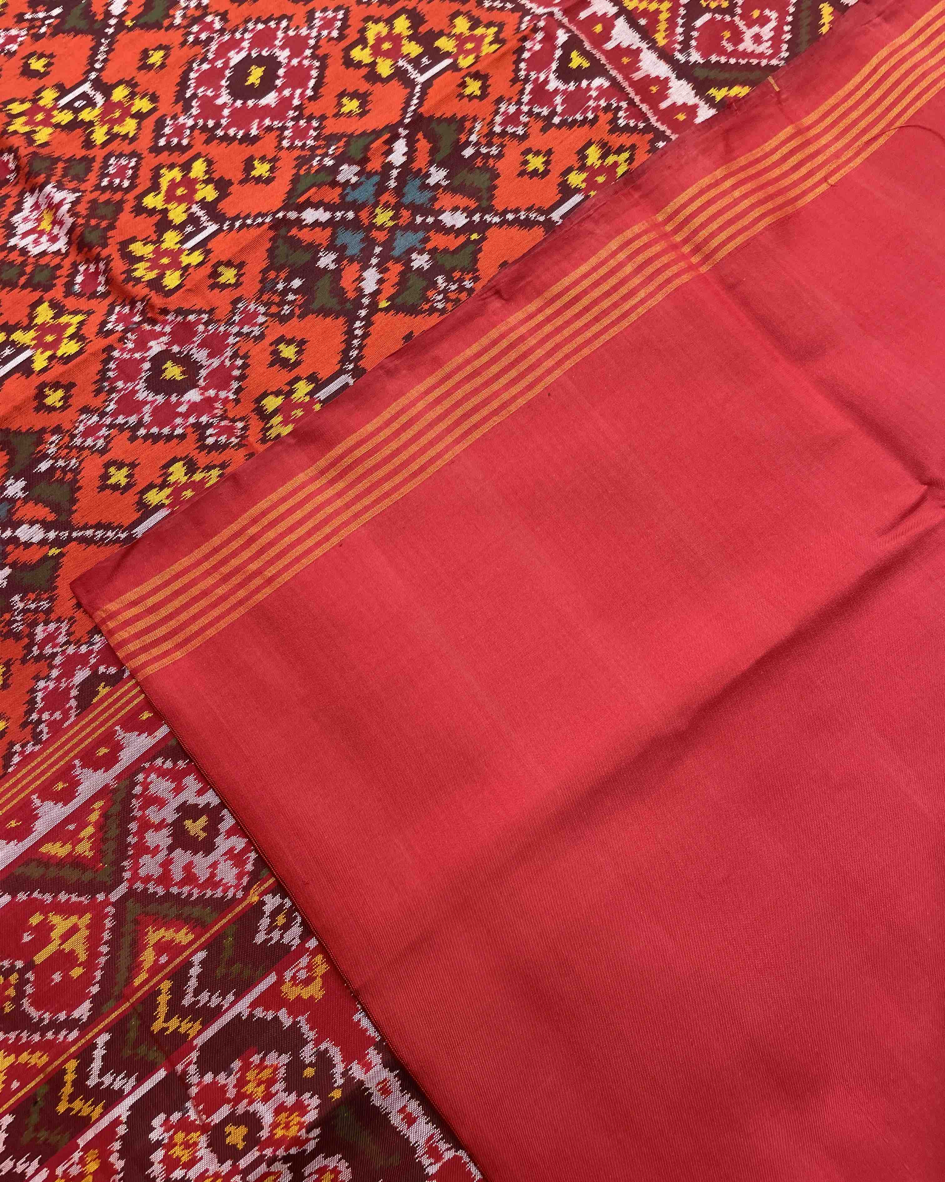 Red & Orange Navratan Designer Patola Saree