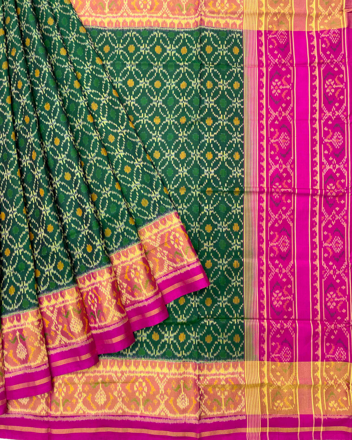 Pink & Green Sod Sitara Designer Patola Saree