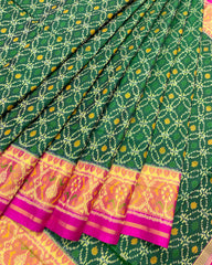 Pink & Green Sod Sitara Designer Patola Saree