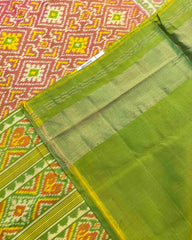 Green & Peach Panchanda Designer Patola Saree