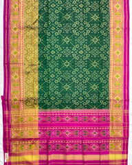 Pink & Green Navratan With Zari Scut Border Designer Patola Saree
