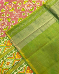 Green & Peach Naratan Designer Patola Saree