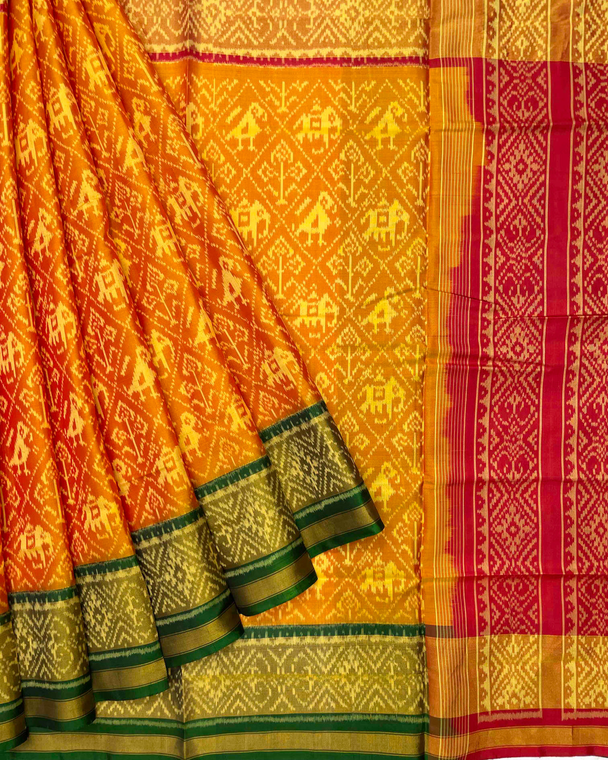 Yellow Ganga Jamuna Narikunj Designer Patola Saree