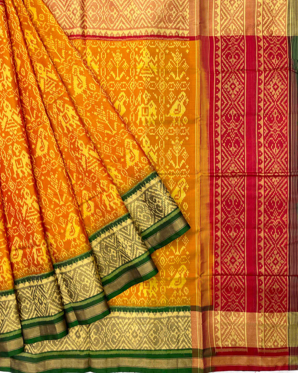 Yellow Ganga Jamuna Narikunj Designer Patola Saree