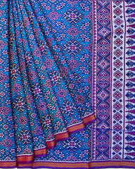 Purple & Sky Blue Navratan Designer Patola Saree