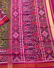 Pink & Black Yellow Mustard Chhabdi Designer Patola Saree