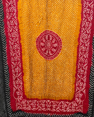 Black, Red & Yellow with Circle In Middle Bandhani Dupatta