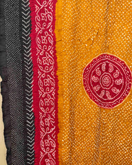 Black, Red & Yellow with Circle In Middle Bandhani Dupatta