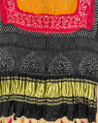 Black, Red & Yellow with Circle In Middle Bandhani Dupatta