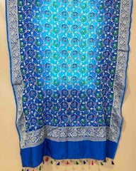 Blue & Sky Dupion Bandhani Dupatta