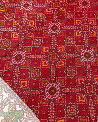 White & Red Manekchowk Designer Patola Saree