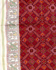 White & Red Manekchowk Designer Patola Saree