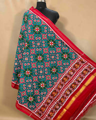Red & Turquoise Navratan Designer Patola Dupatta