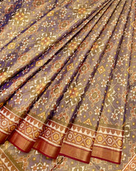 Golden & Purple Navratan Tissue Patola Saree