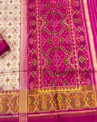 Pink & White Boody Patola Saree