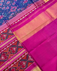Pink & Blue Navratan Designer Patola Saree