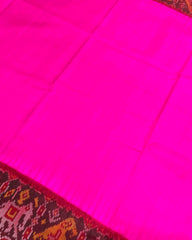 Red & Pink Plain with Narikunj Border Patola Saree