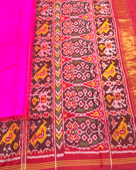 Red & Pink Plain with Narikunj Border Patola Saree